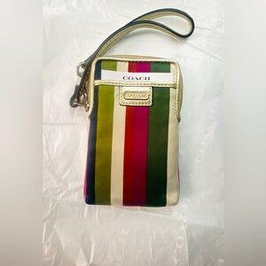 Coach Y2K legacy  Multicolor Vertical Stripe wristlet